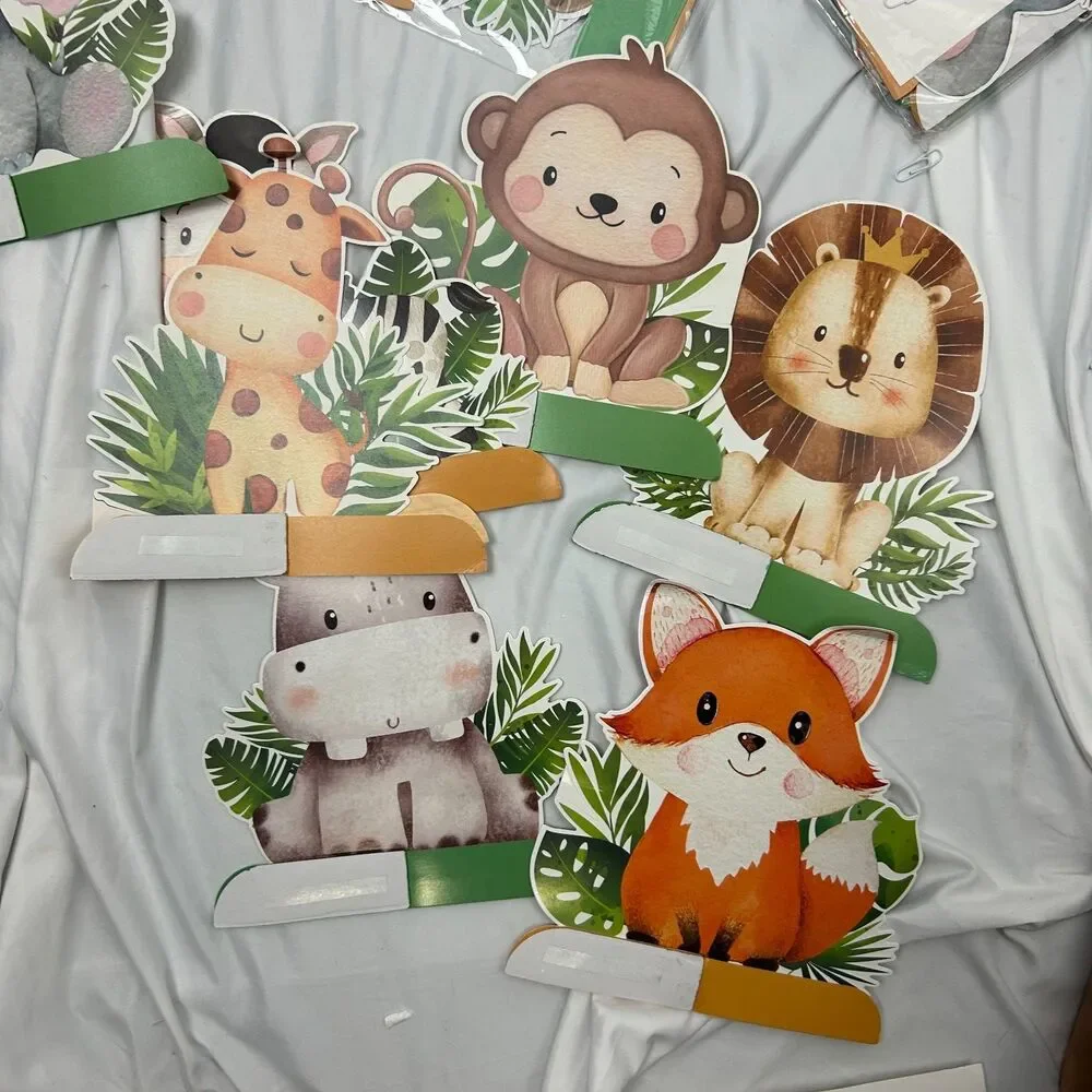 Gueevin Jungle Safari Animal Party Decorations Baby Shower Table Decor Set New
